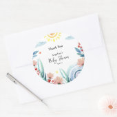 ステッカーありがとう赤ちゃんシャワーとデザイン。 ラウンドシール (封筒)