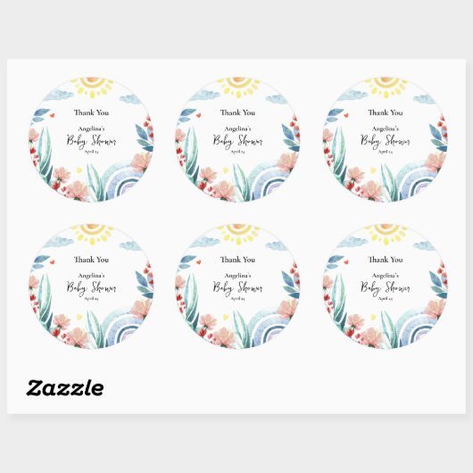 ステッカーありがとう赤ちゃんシャワーとデザイン。 ラウンドシール (シート)