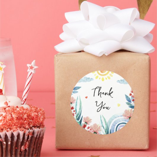 ステッカーありがとう赤ちゃんシャワーとデザイン。 ラウンドシール (パーティー)