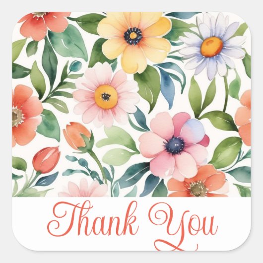 ステッカーありがとう スクエアシール (正面)