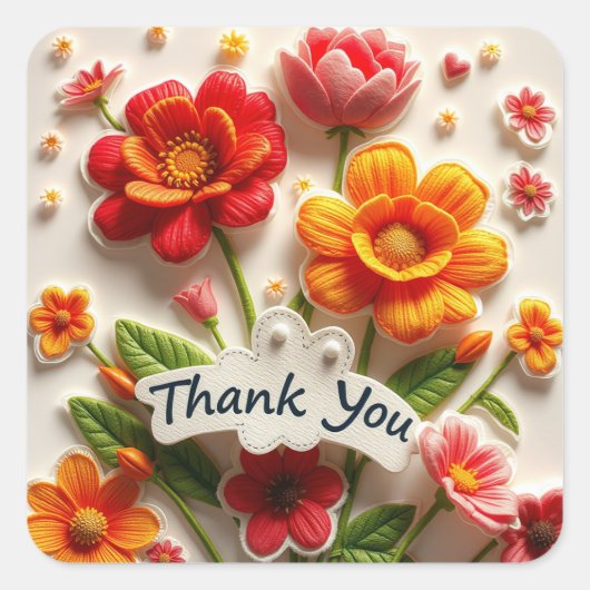 ステッカーありがとう スクエアシール (正面)