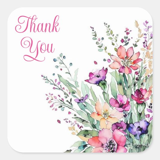 ステッカーありがとう スクエアシール (正面)