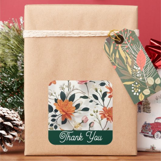 ステッカーありがとう スクエアシール (クリスマス)