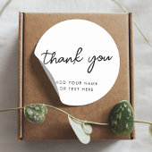 ステッカーありがとう | タイポグラフィミニマルホワイト ラウンドシール