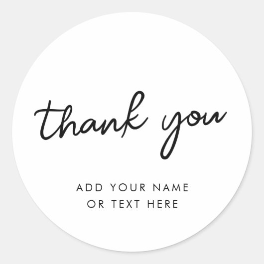 ステッカーありがとう | タイポグラフィミニマルホワイト ラウンドシール (正面)