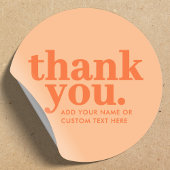 ステッカーありがとう | レトロヴィンテージピーチオレンジ ラウンドシール