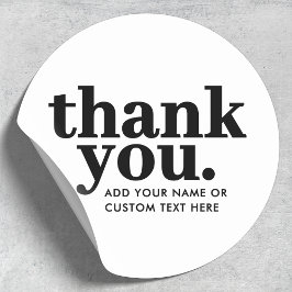 ステッカーありがとう | レトロ白黒 ラウンドシール