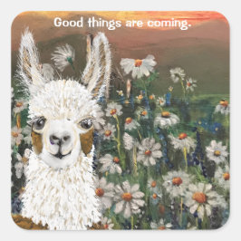 ステッカーいい物来はMama Llama スクエアシール