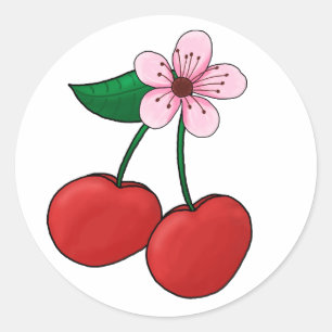 ステッカーさくらんぼの花 ラウンドシール