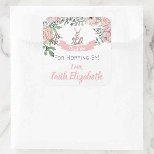 ステッカーでホッピングしてくれてありがとう スクエアシール (バッグ)