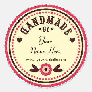 ステッカーで手作り赤パーソナライズされた花 ラウンドシール