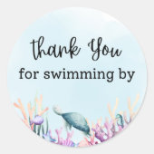 ステッカーで泳いでくれてありがとう ラウンドシール (正面)