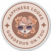 ステッカーにハッピネスが華やかに シール (正面)