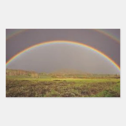 ステッカーに二重の虹 長方形シール (正面)