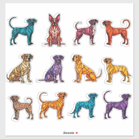 ステッカーに使えるカラフルな幾何学模様の犬のイラスト集 シール (シート)