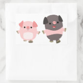 ステッカーに描かれた、かわいい漫画の豚 長方形シール (バッグ)