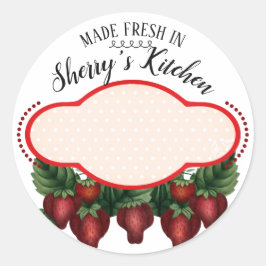 ステッカーのキッチンからイチゴ缶詰 ラウンドシール