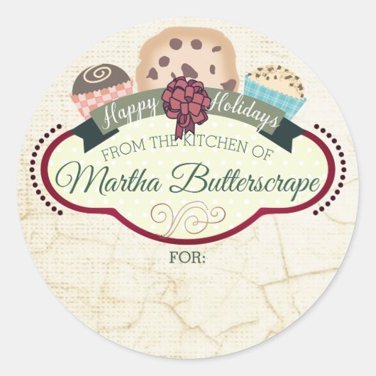 ステッカーのキッチンからクリスマスクッキーのキャンディ ラウンドシール (正面)