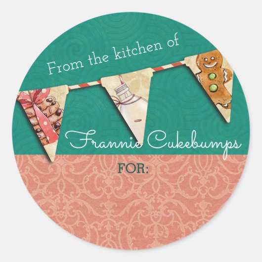 ステッカーのキッチンからクリスマスクッキー牛乳 ラウンドシール (正面)