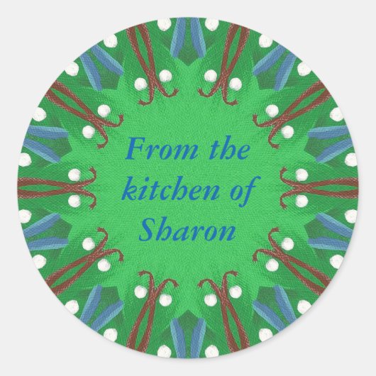 ステッカーのキッチンからクリスマスパーソナライズされた ラウンドシール (正面)