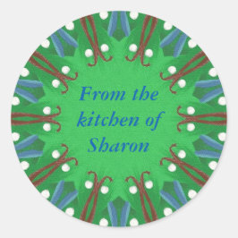 ステッカーのキッチンからクリスマスパーソナライズされた ラウンドシール