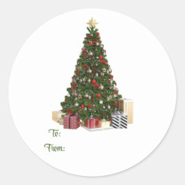 ステッカーのクリスマスツリー ラウンドシール
