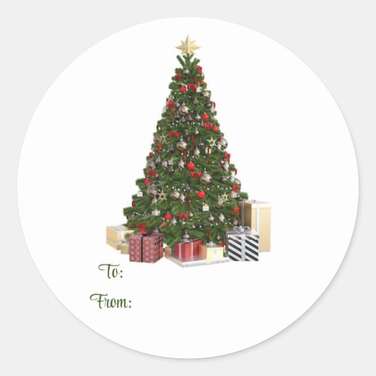 ステッカーのクリスマスツリー ラウンドシール (正面)
