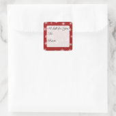 ステッカーのクリスマス赤い雪の結晶 スクエアシール (バッグ)