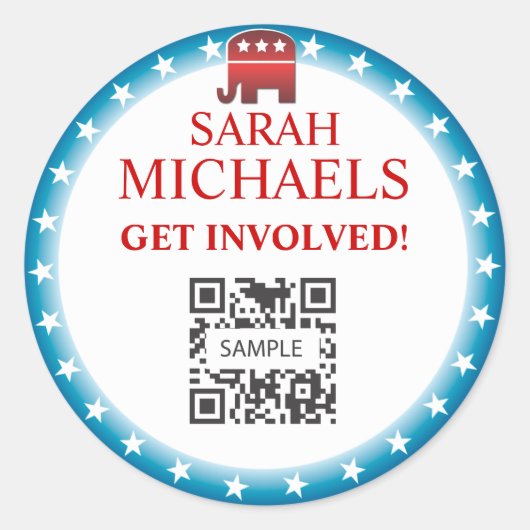 ステッカーのテンプレートの共和党員象 ラウンドシール (正面)