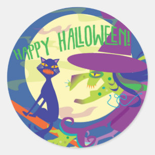 ステッカーのハッピーハローウィンの魔法使い ラウンドシール