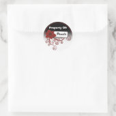 ステッカーのプロパティ(フローラ赤と背景) ラウンドシール (バッグ)