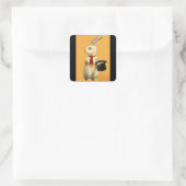 ステッカーのヴィンテージのAnthroの魔法の帽子トリックのウサギのノウサギ スクエアシール (バッグ)