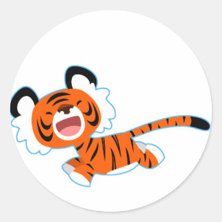 ステッカーの上にかわいい漫画の走トラガー ラウンドシール