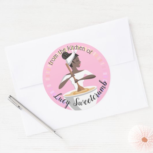 ステッカーの台所からのアフリカ系アメリカ人のパン屋 ラウンドシール (封筒)