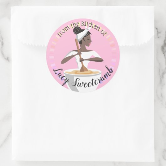 ステッカーの台所からのアフリカ系アメリカ人のパン屋 ラウンドシール (バッグ)