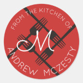 ステッカーの台所からのモノグラムは分岐します ラウンドシール (正面)