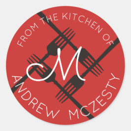 ステッカーの台所からのモノグラムは分岐します ラウンドシール