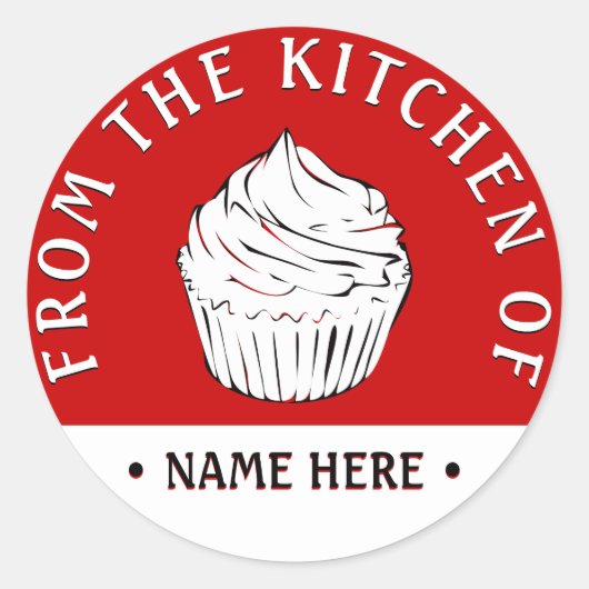 ステッカーの台所からカップケーキのカール ラウンドシール (正面)