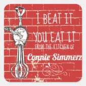 ステッカーの台所から卵ビーターのレンガ スクエアシール (正面)