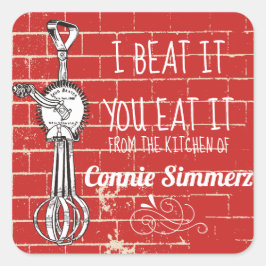 ステッカーの台所から卵ビーターのレンガ スクエアシール