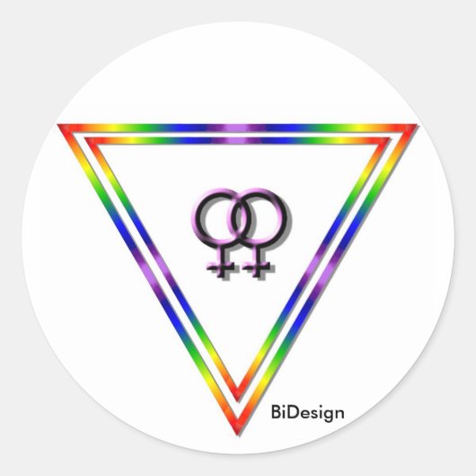 ステッカーの虹の三角形の女性か女性 ラウンドシール (正面)