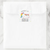 ステッカーのUnicorn学校の供給またはプロパティ スクエアシール (バッグ)