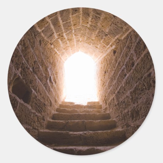 ステッカーへの天国階段 ラウンドシール (正面)