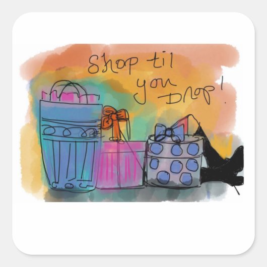 ステッカーをドロップするまで買い物 スクエアシール (正面)