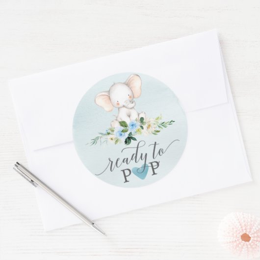 ステッカーを気に入るポップ・アートのベビーの青象 ラウンドシール (封筒)