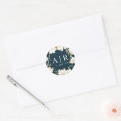 ステッカーを結婚する美しいマグノリアの花模様 ラウンドシール (封筒)