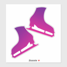 ステッカーアイススケートペア姿スケートで滑るパープルピンク シール