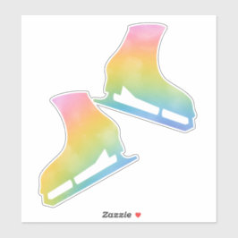 ステッカーアイススケートペア姿スケートで滑る虹 シール