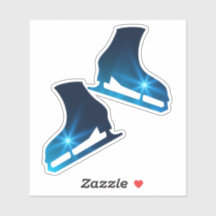 ステッカーアイススケートペア姿ブルー星