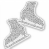 ステッカーアイススケートペア姿銀グリッター シール (正面)